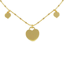 Load image into Gallery viewer, Sterling Silver Gold Plated Triple Heart Choker Necklace