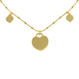 Sterling Silver Gold Plated Triple Heart Choker Necklace