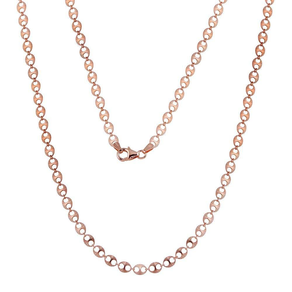Sterling Silver Rose Gold Plated Double Hole Link Necklace