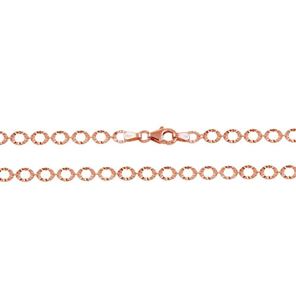 Sterling Silver Rose Gold Plated Link Chain Necklace