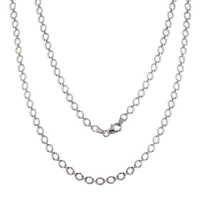 Sterling Silver Rhodium Plated Link Chain Necklace