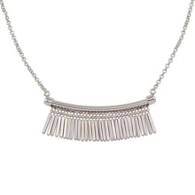 Load image into Gallery viewer, Sterling Silver Rhodium Plated Bar With Tassels Necklace