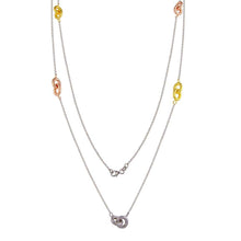 Load image into Gallery viewer, Sterling Silver Tri Colored Link Chain Necklace