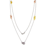 Sterling Silver Tri Colored Link Chain Necklace