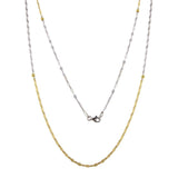 Sterling Silver Two Toned Rhodium And Gold Plated Chain Necklace