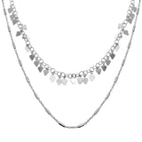 Sterling Silver Rhodium Plated Double Chain Confetti Necklace