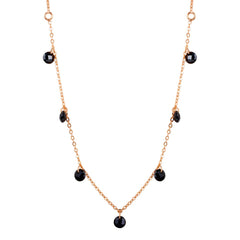 Sterling Silver Rose Gold Plated Dangling Black CZ Chain Necklace