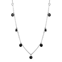 Load image into Gallery viewer, Sterling Silver Rhodium Plated Dangling Black CZ Chain Necklace