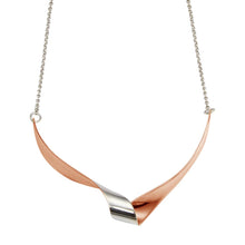 Load image into Gallery viewer, Sterling Silver Rhodium and Rose Gold Plated Wave Design Chain Necklace