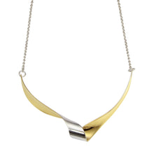 Load image into Gallery viewer, Sterling Silver Rhodium and Gold Plated Wave Design Chain Necklace