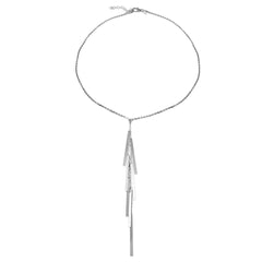 Sterling Silver Rhodium Plated Dangling Bar Necklace