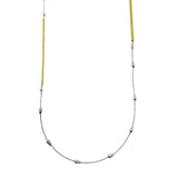 Sterling Silver Gold and Rhodium Plated 34 Inches Chain Beaded Necklace