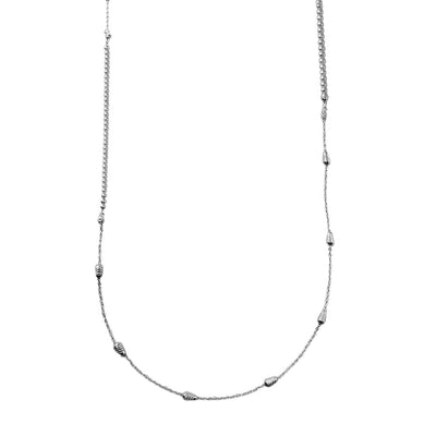 Sterling Silver Rhodium Plated 34 Inches Chain Beaded Necklace