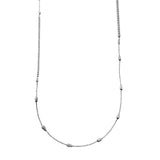 Sterling Silver Rhodium Plated 34 Inches Chain Beaded Necklace