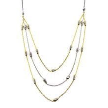 Load image into Gallery viewer, Sterling Silver Gold and Rhodium Plated Multi Chain DC Bar Necklace