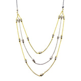 Sterling Silver Gold and Rhodium Plated Multi Chain DC Bar Necklace