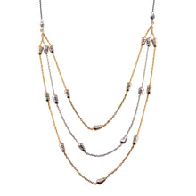 Load image into Gallery viewer, Sterling Silver Rose Gold and Rhodium Plated Multi Chain DC Bar Necklace