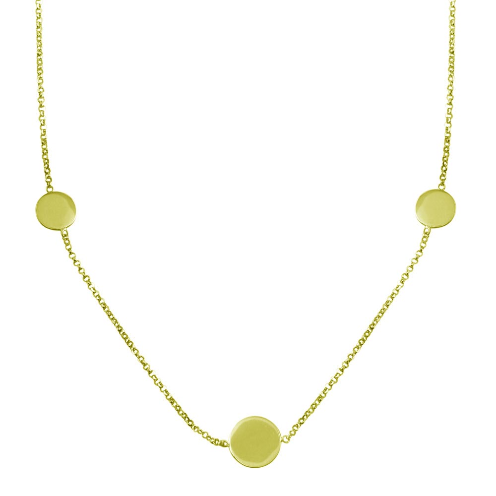 Sterling Silver Gold Plated Disc Chain Bead Necklace