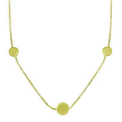 Sterling Silver Gold Plated Disc Chain Bead Necklace
