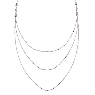 Sterling Silver Rhodium Plated Multi Chain Bar Necklace