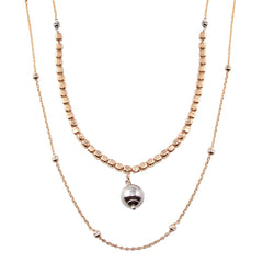 Sterling Silver Rose Gold Plated Multi Chain Bead Necklace