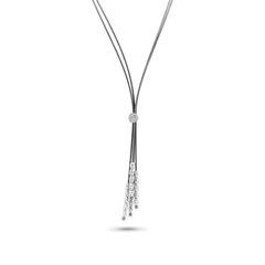 Sterling Silver Black Rhodium Plated Multi Beads Accent Cable Chain Necklace
