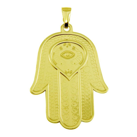 ���������Sterling Silver Gold Plated Large Hamsa Pendant