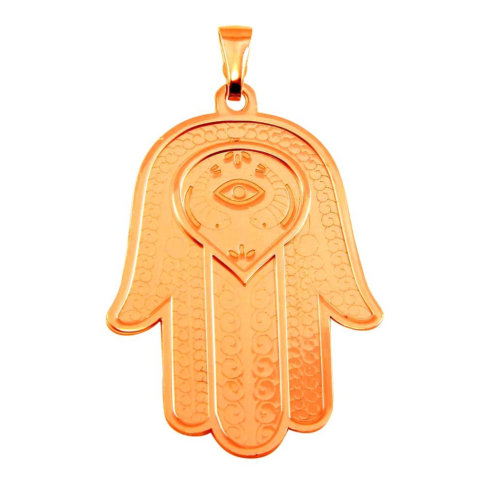 Sterling Silver Rose Gold Plated Large Hamsa Pendant
