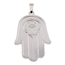 Load image into Gallery viewer, Sterling Silver Rhodium Plated Large Hamsa Pendant
