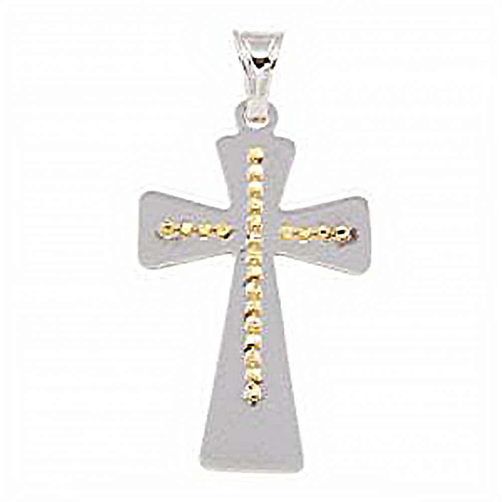Sterling Silver Two Tone Large Cross Pendant