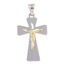 Load image into Gallery viewer, Sterling Silver Two Tone Medium Jesus Cross Pendant