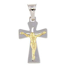 Load image into Gallery viewer, Sterling Silver Two Tone Small Jesus Cross Pendant