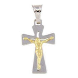 Sterling Silver Two Tone Small Jesus Cross Pendant
