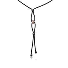 Load image into Gallery viewer, Sterling Silver Black Rhodium Interlock With CZ Encrusted Rose Gold Plated Loop Italian .925 Necklace