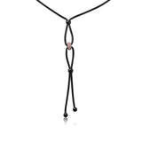 Sterling Silver Black Rhodium Interlock With CZ Encrusted Rose Gold Plated Loop Italian .925 Necklace