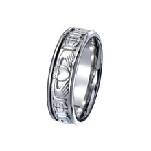 Load image into Gallery viewer, Sterling Silver Rhodium Plated Claddagh Men&#39;s Band