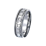 Sterling Silver Rhodium Plated Claddagh Men's Band