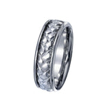 Sterling Silver Rhodium Plated Woven Design Men's Band