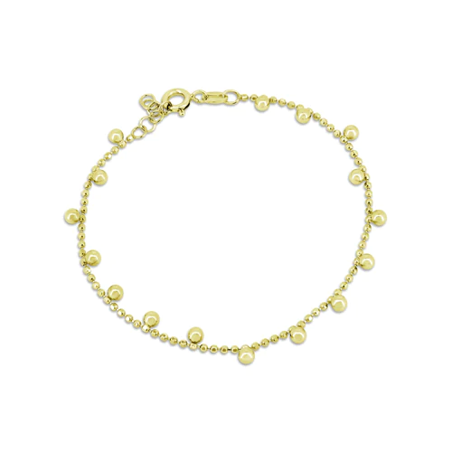 Sterling Silver Gold Plated Diamond Cut Bead Bracelet