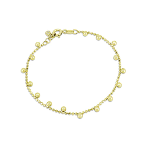 Sterling Silver Gold Plated Diamond Cut Bead Bracelet