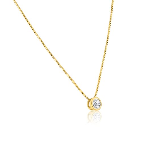 Sterling Silver Gold Plated Round Solitaire Pendant Necklace