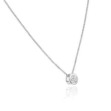 Load image into Gallery viewer, Sterling Silver Rhodium Plated Round Solitaire Pendant Necklace