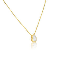 Load image into Gallery viewer, Sterling Silver Gold Plated Teardrop Pendant Clear CZ Necklace