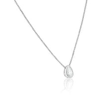 Load image into Gallery viewer, Sterling Silver Rhodium Plated Teardrop Pendant Clear CZ Necklace