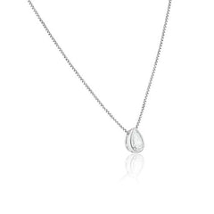 Sterling Silver Rhodium Plated Teardrop Pendant Clear CZ Necklace