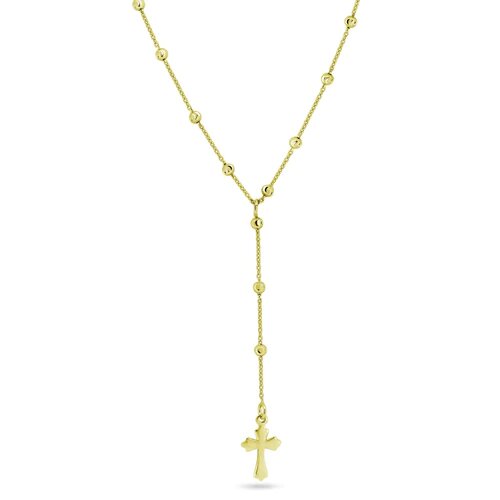 Sterling Silver Gold Plated Beaded Rosary Necklace