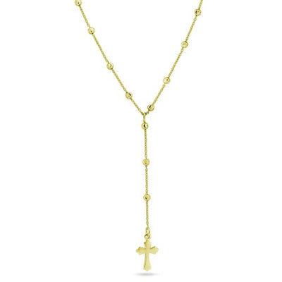 Sterling Silver Gold Plated Beaded Rosary Necklace