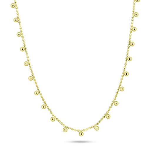 Sterling Silver Gold Plated Multi Beaded Dangling Necklace