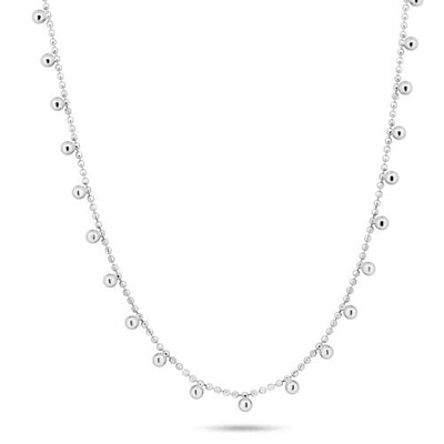 Sterling Silver Rhodium Plated Multi Beaded Dangling Necklace