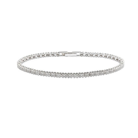 Sterling Silver Rhodium Plated Multiple Clear CZ Bracelet